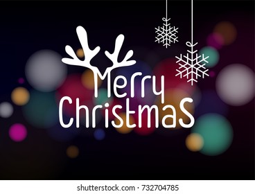 Merry Christmas and Happy new year. Abstract snowflakes blur bokeh of light on background. Vector illustration