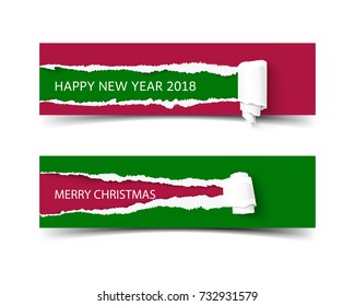 Merry Christmas and Happy New Year 2018 greeting card, banner design