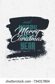 Merry Christmas and Happy New Year. Calligraphic retro Christmas greeting card design. Typographic vintage style grunge poster. Retro vector illustration.