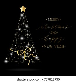 Merry Christmas and Happy new year -  calligraphy vector. Christmas  card.