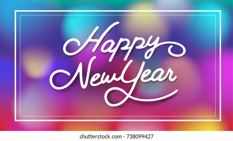 Merry Christmas and Happy New Year Typography and bokeh background greeting card. Seasonal lettering. background layout design banner template. vector illustration.
