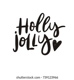 Merry Christmas and Happy New Year lettering. Holly Jolly
