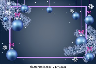 Merry christmas and happy new year greeting postcard decoration seamless border vector illustration