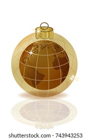 Merry Christmas & Happy New year golden planet card, vector illustration