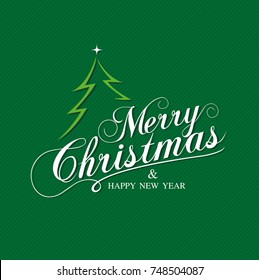 Merry Christmas and Happy New Year Greeting Card, Green Background