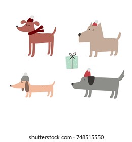 Merry Christmas and Happy New Year card with cute dog