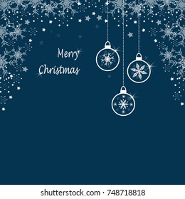 Merry Christmas ,Happy New Year background with Christmas balls. Vector illustration.