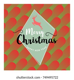 Merry christmas and Happy New Year greeting card typography flyer template with lettering. Poster, card, label, banner and reindeer design. Vector illustration