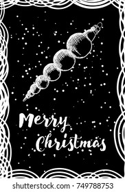 Merry Christmas and Happy New Year hand drawn greeting card. Modern and classic creative Christmas Holiday card. Hand drawn festive flyer. Vector.