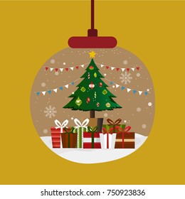 Merry Christmas and Happy New Year Illustration background concept