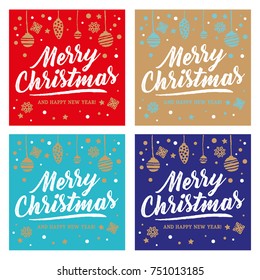 Merry Christmas and Happy New Year Vector Lettering Design with Snowflakes and Decorative Elements Isolated on White Background.