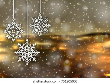 Merry christmas and happy new year background. Christmas snow background with snowflakes. Holiday decoration card design. Vector illustration