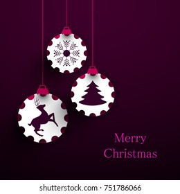 Merry Christmas and Happy New Year 2018 greeting card, vector illustration.