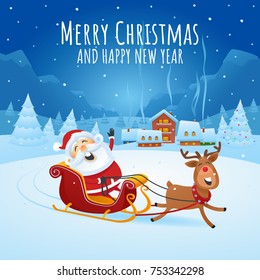 Merry Christmas and Happy New Year 
Vector Illustration