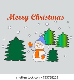 Merry Christmas and Happy New Year, greeting card, vector illustration.