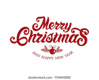 Merry Christmas and Happy New Year vector text Calligraphic Lettering design card template. Calligraphic handmade lettering. Merry Christmas vector design for greeting cards and poster. 