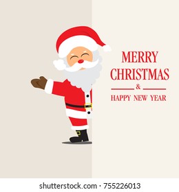 Merry Christmas and Happy New Year. Illustration of Santa Claus.