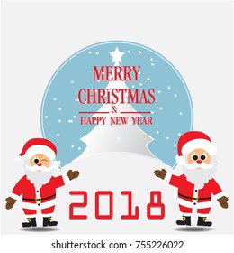 Merry Christmas and Happy New Year. Illustration of Santa Claus.
