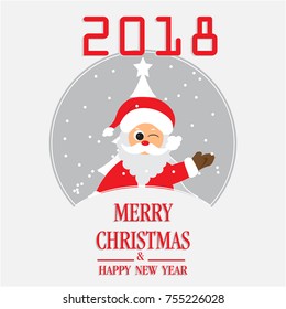Merry Christmas and Happy New Year. Illustration of Santa Claus.