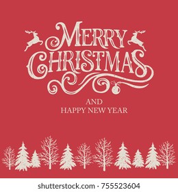 Merry Christmas and Happy New Year  vector text Calligraphic Lettering design card template. Merry Christmas vector design for greeting cards and poster on a textural background.