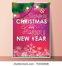 Merry Christmas and Happy New Year Party invitation card