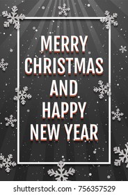 Merry Christmas and Happy New Year Poster in retro Style