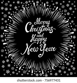 Merry Christmas and Happy New Year lettering design. Vector illustration EPS10 art