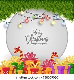 Merry Christmas and Happy New Year. Christmas illustrations and gifts.