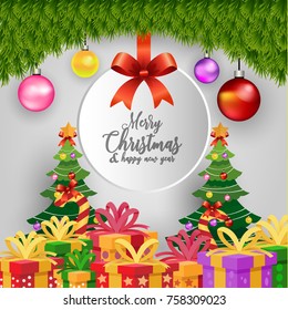 Merry Christmas and Happy New Year. Christmas illustrations and gifts.