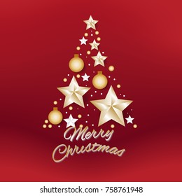 Merry christmas and Happy New Year greeting card typography flyer template with lettering. Poster, card, label, banner and reindeer design. Vector illustration