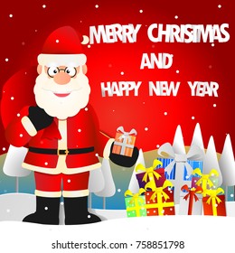 Merry Christmas and happy new year with Santa vector background