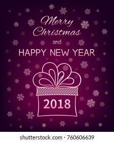 Merry Christmas and Happy New Year. Vector card.