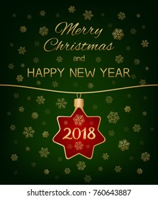 Merry Christmas and Happy New Year. Vector card.