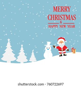 Merry Christmas and Happy New Year. Illustration of Santa Claus.