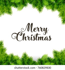 Merry Christmas. Happy New Year. Christmas Poster including Grass. White Creative typography on White Background