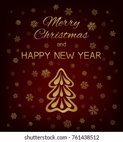 Merry Christmas and Happy New Year. Vector card.
