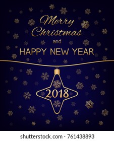 Merry Christmas and Happy New Year. Vector card.