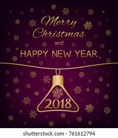 Merry Christmas and Happy New Year. Vector card.
