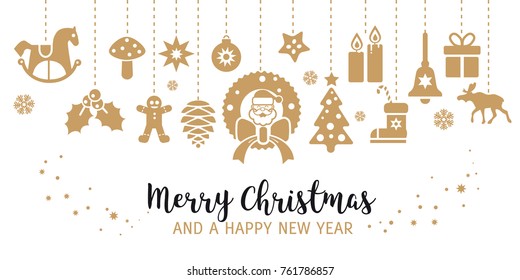 Merry christmas and a happy new Year. Christmas elements vector Illustration for easy editing