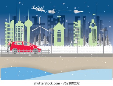 Merry Christmas and happy New Year concept ,  vector and illustration.