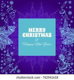 Merry Christmas and Happy New Year. Vector illustration for greeting cards, posters and other items.