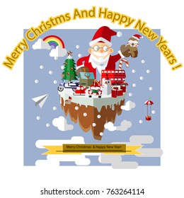 Merry Christmas , Happy new year and Boxing day sale. Happy fantasy island! paper cut
