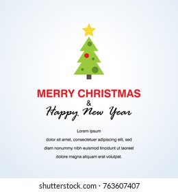 Merry Christmas and Happy New Year Card. Vector Illustration. Flat Simple Style. Holiday Decorative Design for Cards, Invitations, Celebrations.