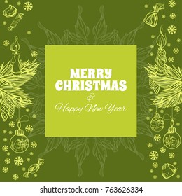 Merry Christmas and Happy New Year. Vector illustration for greeting cards, posters and other items.