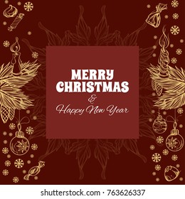 Merry Christmas and Happy New Year. Vector illustration for greeting cards, posters and other items.
