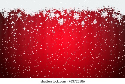 Merry Christmas and Happy New Year red vector background with stars and snowflakes