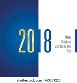Merry Christmas Happy New Year 2018 gold blue white banner logo vector