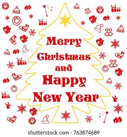 Merry Christmas and Happy New Year vector vintage