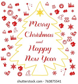 Merry Christmas and Happy New Year vector vintage