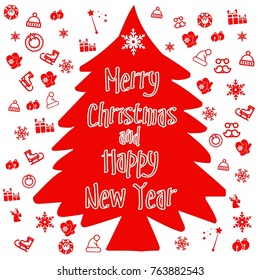 Merry Christmas and Happy New Year vector vintage